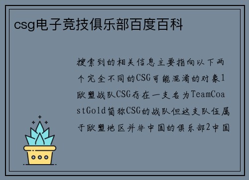csg电子竞技俱乐部百度百科